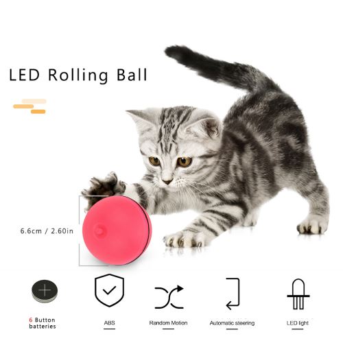 Animal de compagnie LED Clignotant Boule de Roulement Wicked Ball Rotatif Jouet pour Chat Jouet électrique pour Animaux de Compagnie ROUGE
