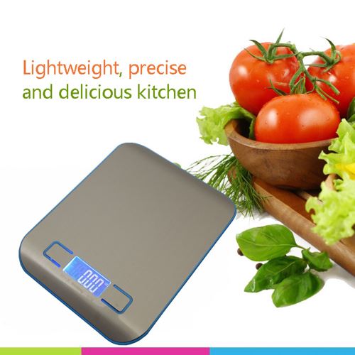 Balance de cuisine numérique multifonction Balance de cuisine, 11 lb 5 kg, argent, acier inoxydable