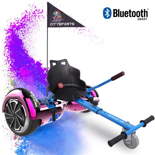 Mega Motion Pack de Hoverboard 6.5 Pouces rose et hoverkart blue,Gyropode Skateboard électrique robuste Bluetooth