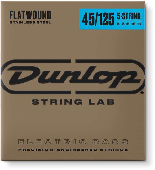 Dunlop DBFS45125M - Jeu de cordes basse 5 cordes - Filets plats medium scale 45-125
