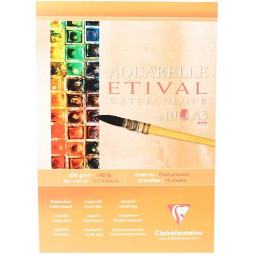 Bloc de papier Etival A3 grain fin 300g/m&sup2; 10 feuilles