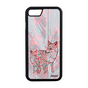 Coque Pour Iphone 7 Silicone Renard Foret Dessin Noir Pastel