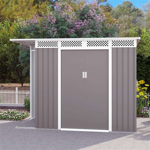 Soana Garden Shed - Cabanon tôle galvanisée grise pour outils de jardin Tyrol 257X142x184cm