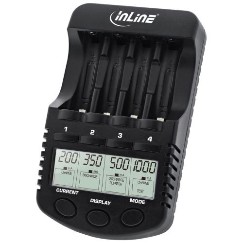 Chargeur rapide InLine® Premium, NiCd + NiMH AA et AAA, jusqu'à 1000 mA