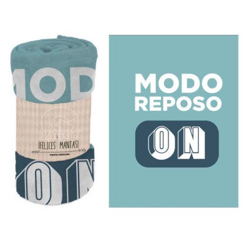 BAGGY - BAGGY Couverture peluche- bleu à motif