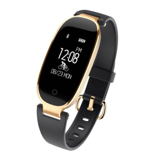 Moniteur de fréquence cardiaque de montre intelligente de bracelet de Bluetooth de sports de S3 imperméable pour des femmes Noir Doré
