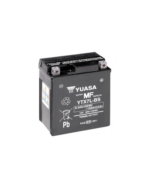 Batterie YUASA YTX7L-BS sans entretien livrée avec pack acide