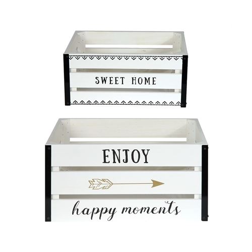 2 Cagettes de rangement Enjoy - 40 x 30 cm - Blanc
