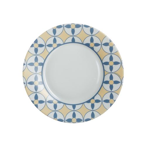 Assiette à dessert en opale D22cm jaune et bleu - Lot de 6 NORDIC SCANDIE
