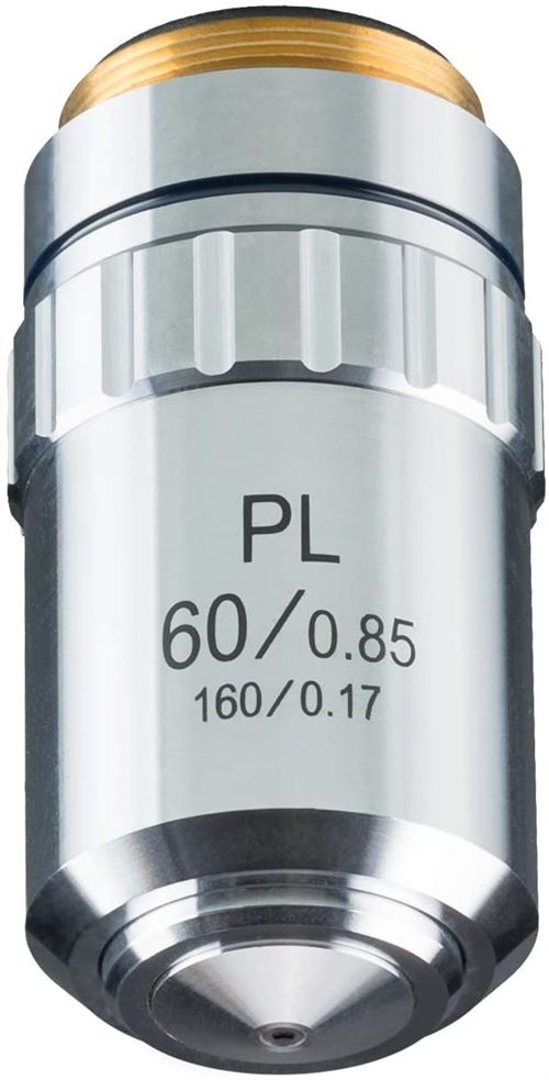 Bresser lentille DIN PL 60x/0,85 microscope 4,5 cm acier argent