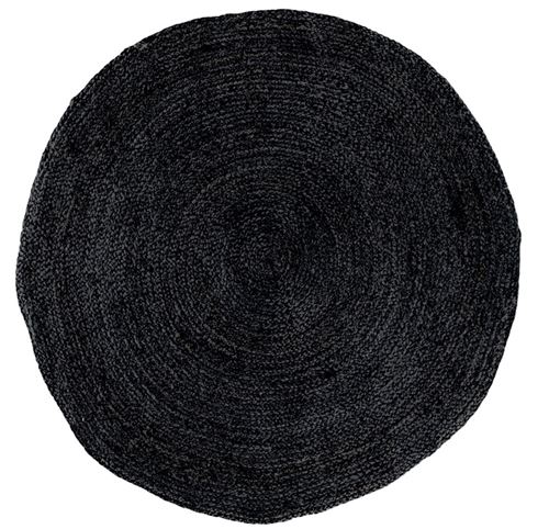 Tapis rond en jute tressé coloris gris foncé - Ø 150 cm -PEGANE-