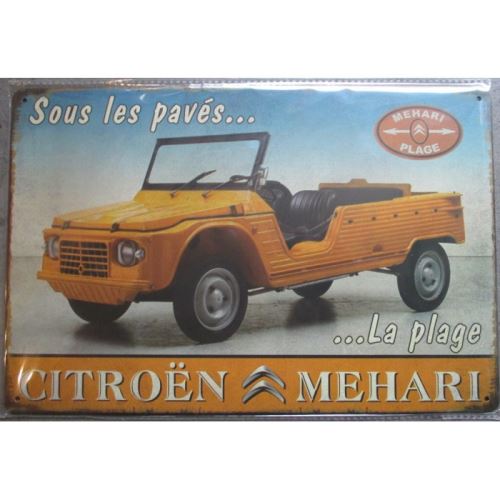 plaque tole citroen méhari sous les pavés la plage 30x20cm tole pub garage diner loft