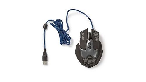 Nedis Gaming Xyazor - Souris - ergonomique - pour droitiers - optique - 7 boutons - filaire - USB - noir