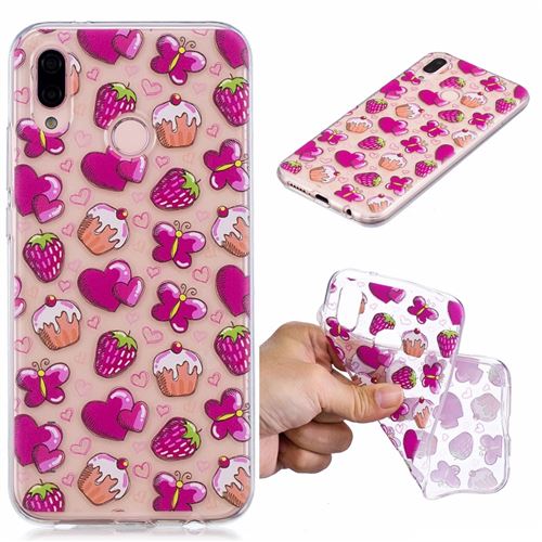 Coque en TPU  coeur et fraise pour Huawei P20 Lite