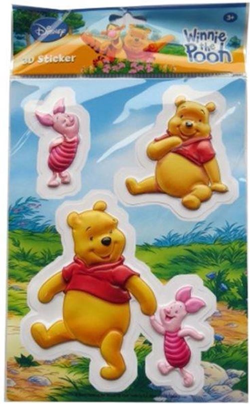 Disney Stickers 3D Winnie l'ourson jaune/rose/rouge 3-pièces