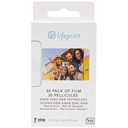 Lifeprint PH03 Paquet de 30 films pour imprimante photo ET vidéo de réalité augmentée Film 2x3 sans encre à endos autocollant