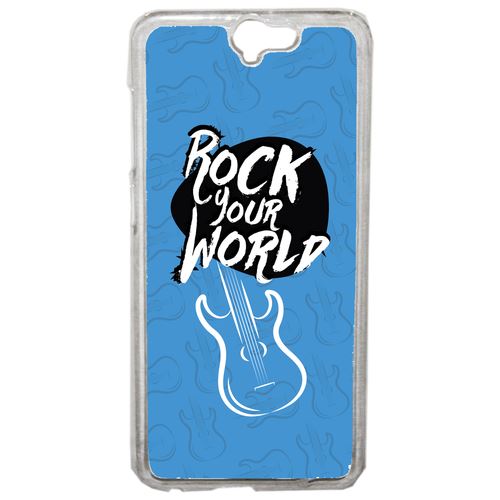 Coque Rock Your World Fond Bleu Compatible Htc One A9 Transparent