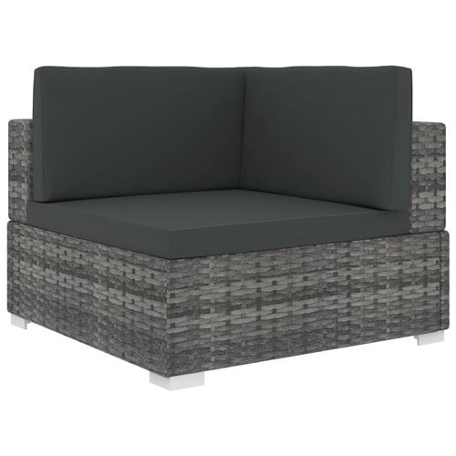 vidaXL Chaise d'angle sectionnelle avec coussins Résine tressée Gris
