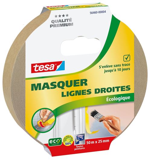 Tesa 56460-00004-00 Masquer Lignes Droites Ecologique 50 m x 25 mm