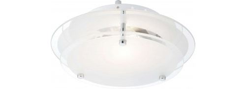 Plafonnier métal chrome, clair-satiné, bord de miroir, d 230, h 75, excl. 1xe27 60w 230v