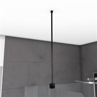 Barre de fixation plafond pour douche a l'italienne laque NOIR MAT - 60cm RECOUPABLE - 1