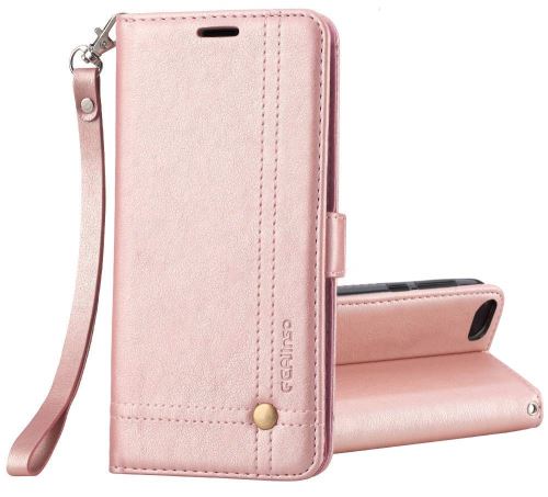 Housse pour Huawei Y6 2018 Housse Coque Etui de luxe Portefeuille Porte Carte Et Billet (avec support integré) Or Rose