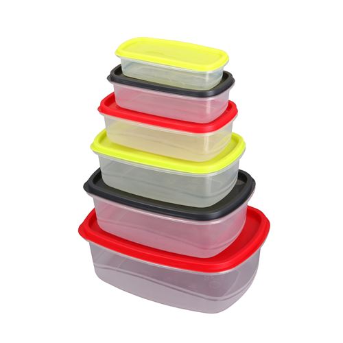 Set 6 boites alimentaires rectangles +couvercles 3 coloris s Assorti