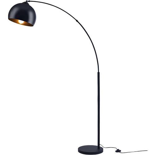 daisy lampadaire arc - métal noir - réflecteur acrylique noir - l 30 x p 110 x h 170