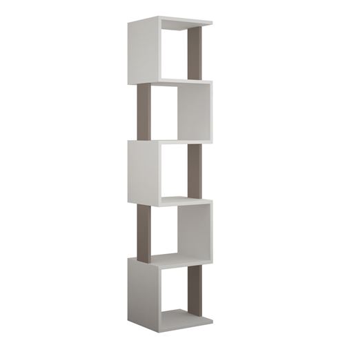 Bibliothèque Piri 161 cm - Blanc et Taupe
