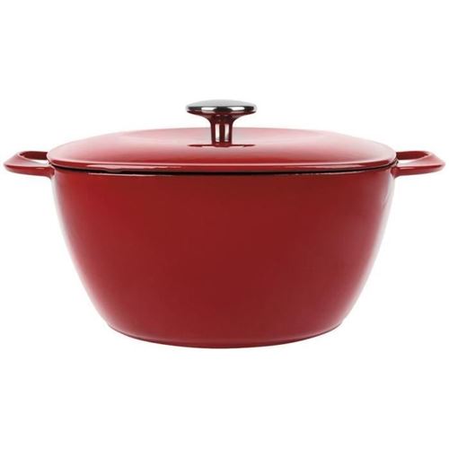 Sitram 712417 Cocotte En Fonte Acier 4.5l Carree Rouge Interieur Blanc Induction
