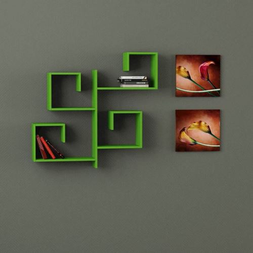 HOMEMANIA Étagère Fold - Murale Flottante, pour Livres - pour Séjour, Bureau, Chambre - Vert en Bois, 106 x 22 x 115,5 cm