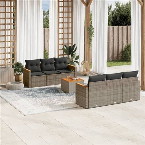 VIDAXL - Salon de Jardin - 7 Pièces - Gris - Image 2