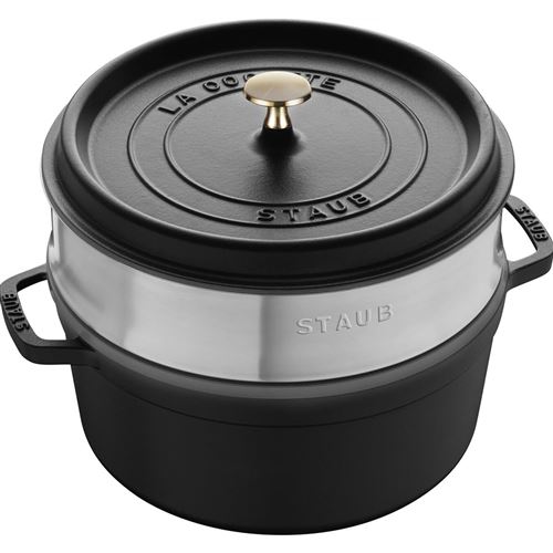 Cocotte STAUB Ronde avec Panier Vapeur 24 cm Noir