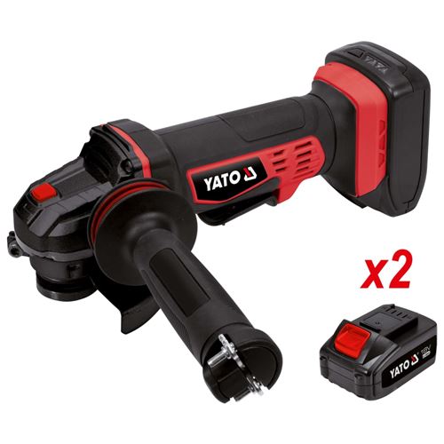 Yato meuleuse d'angle avec 2 batteries li-ion 3,0ah 18v 125 mm