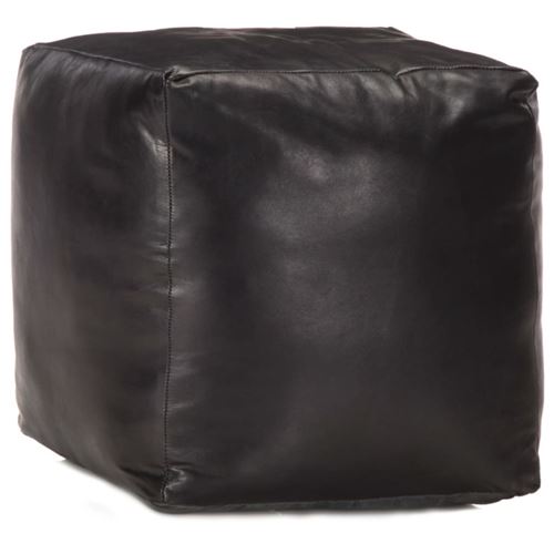 vidaXL Pouf 40x40x40 cm cuir de chèvre véritable noir248128