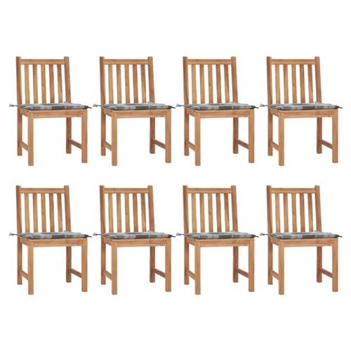 Non Communiqué Bois Chaises De Jardin Lot De 8 Avec Coussins De Teck Massif