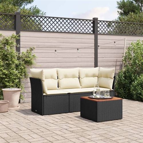 Non Communiqué Noir Vidaxl Salon De Jardin Avec Coussins 4 Pcs, Canapés De Patio, Ensemble De Meubles, Mobilier De Terrasse Extérieur, 3223466