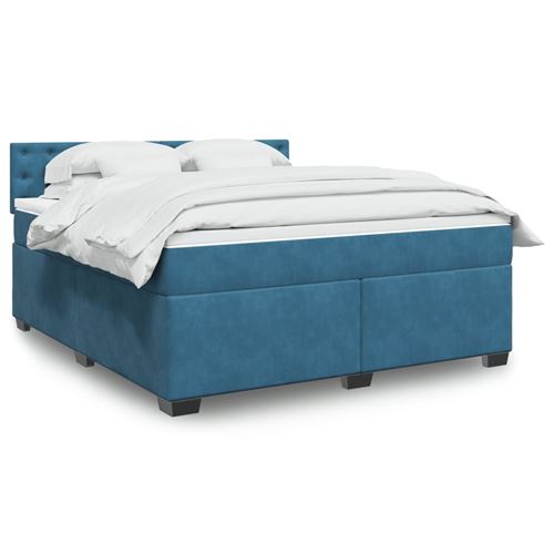 vidaXL Sommier à lattes de lit et matelas bleu 180x200 cm velours