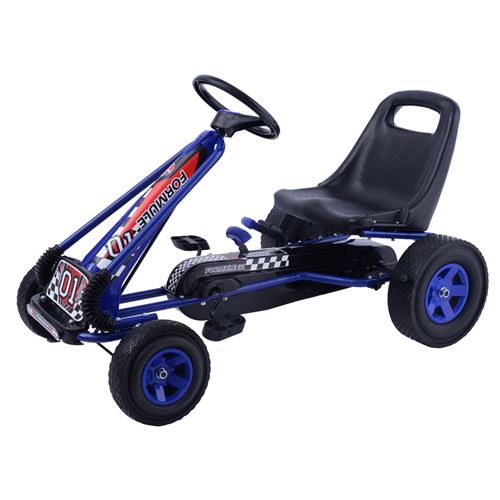 kart à pédales giantex en métal place bleu avec roues en caoutchouc 101 x 61 x 62CM, convient pour 3 à 8 ans go karting enfant