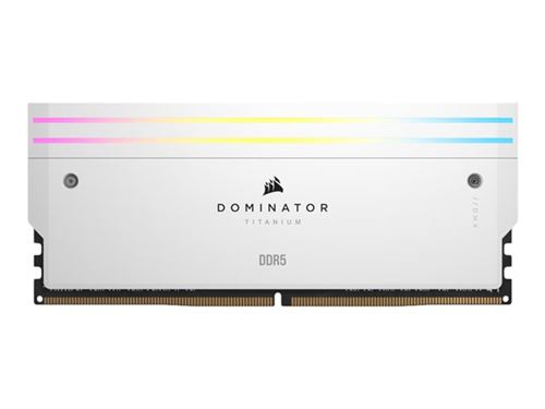 CORSAIR Dominator Titanium RGB - DDR5 - kit - 64 Go: 2 x 32 Go - DIMM 288 broches - 6400 MHz / PC5-51200 - CL32 - 1.40 V - mémoire sans tampon - blanc