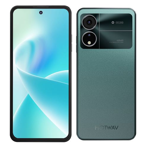 HOTWAV Note 12(2024) Téléphone Portable 6.8 Android 14, 5160mAh, 16(6+10)Go+128Go, 48MP+16MP,Empreinte digitale/Face ID,Dual SIM 4G - Vert