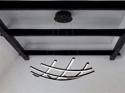 Schuller Trama II Lampe à Suspension LED Design Criss Cross Grid Style Noir Mat, 60cm
