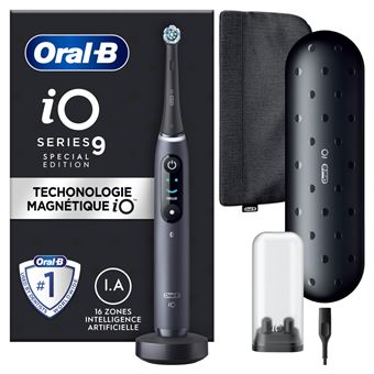 Oral-b io 9 edition spéciale - avec etui de voyage, et pochette - noire - brosse à dents électrique - 1