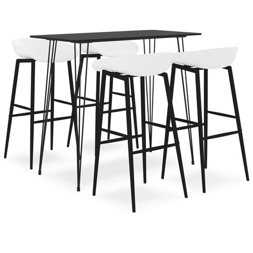 Vidaxl ensemble de bar 5 pcs noir et blanc 3057382