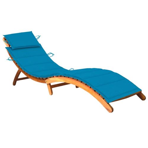 Non Communiqué Chaise Longue De Jardin Avec Coussin Bois D Acacia Solide