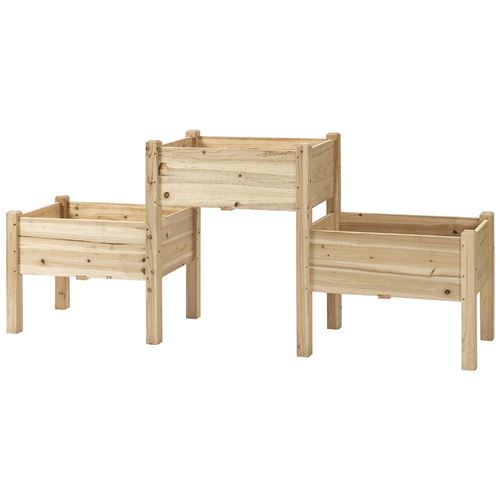 Outsunny Hochbeet auf Beinen, Blumenkasten-Tablett 2 Ebenen Maße 184L x 45B x 80H cm Inkl. Bewässerungseinsätze Vorgeöltes Fichtenholz   Aosom
