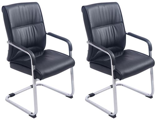 CLP Lot de 2 Chaises Cantilever XXL Anubis en Similicuir avec accoudoirs , Noir