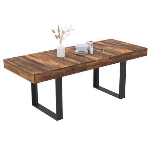 Table à manger bois foncé extensible 4-8 personnes 160-200 cm