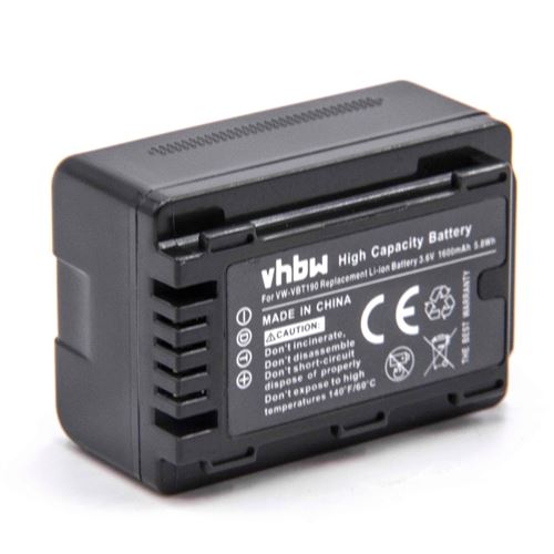 Vhbw 1x Batterie compatible avec Panasonic HC-V210MGK, HC-V270, HC-V210M caméra vidéo caméscope (1600mAh, 3,6V, Li-ion) avec puce d'information
