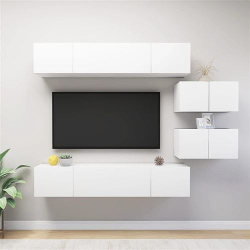 Non Communiqué Blanc Ensemble De Meubles Tv 6 Pcs Bois D Ingénierie